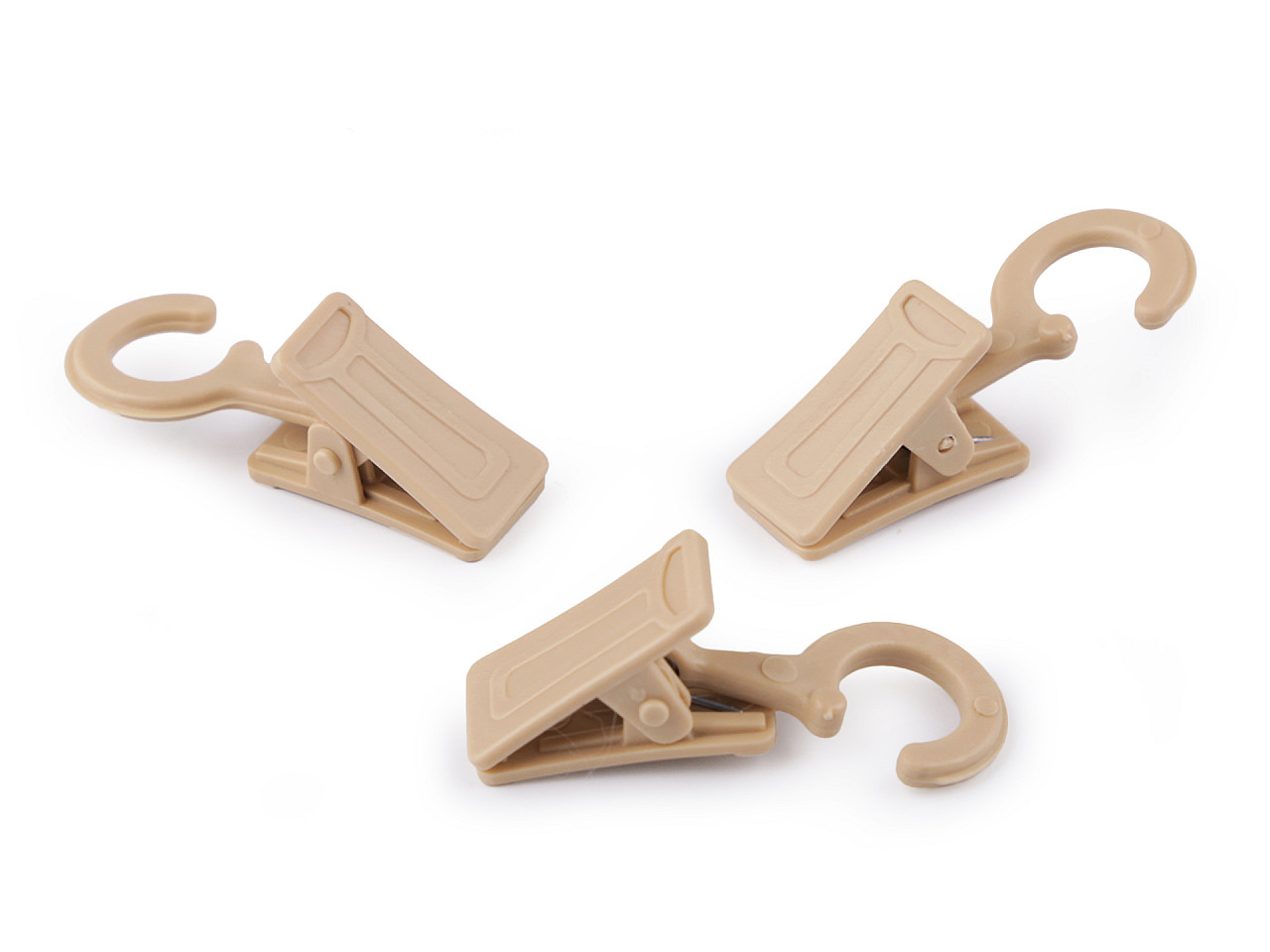 Kunststoff-clips mit haken für gardinen - Dunkelbeige (10 Stücke)
