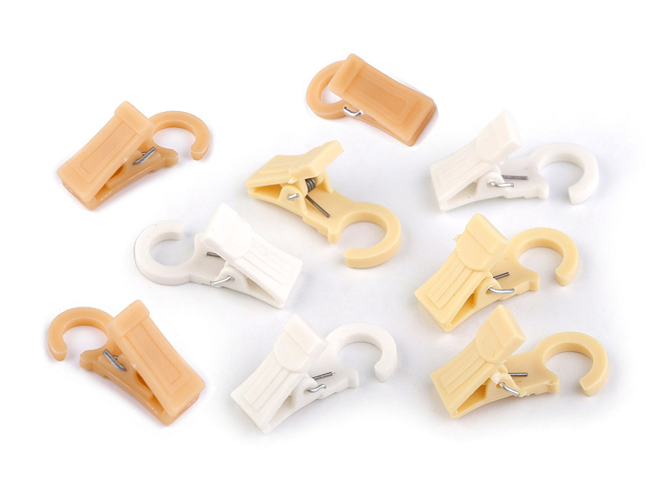Kunststoff-clips mit haken für gardinen - Dunkelbeige (10 Stücke)