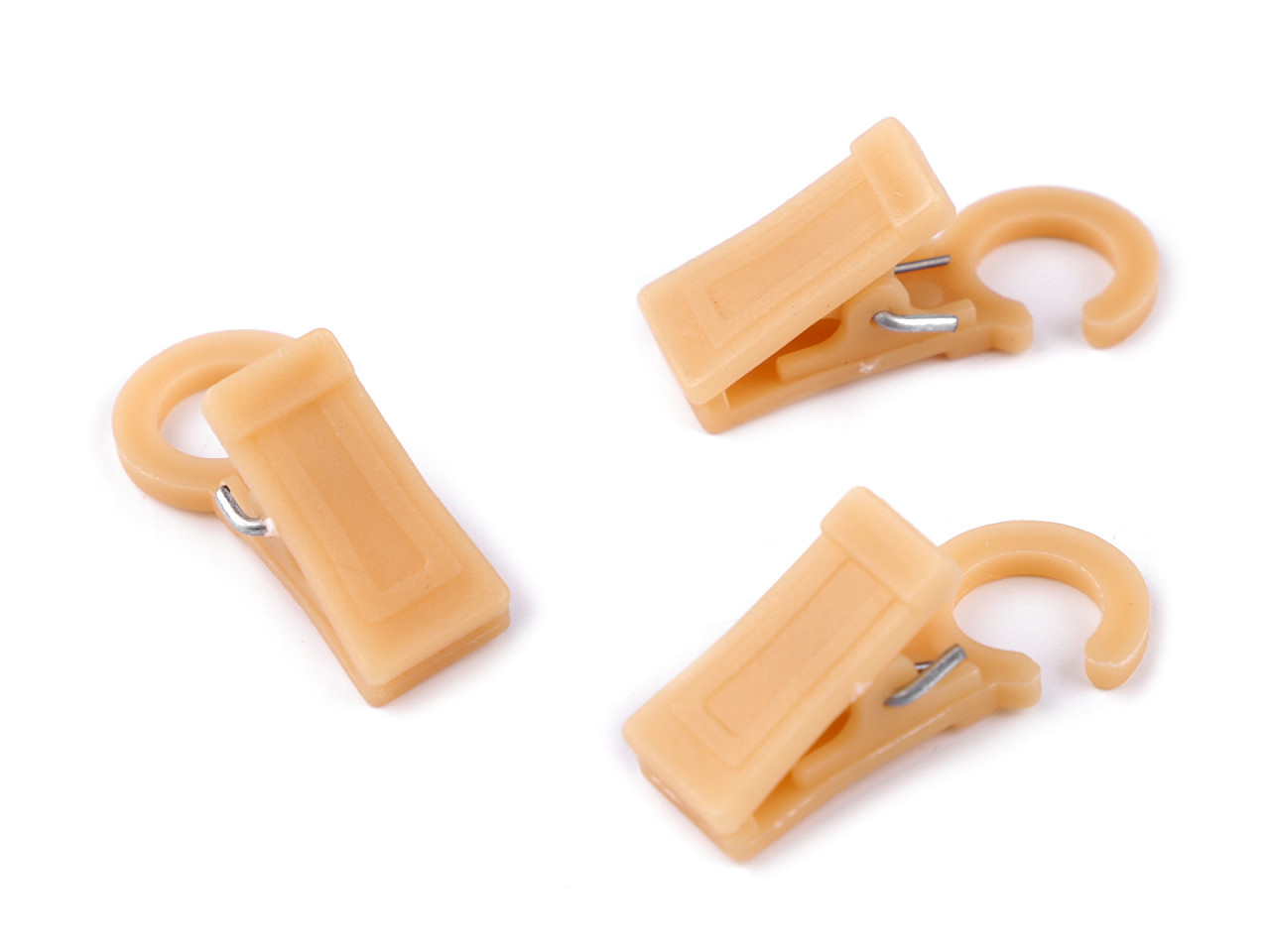 Kunststoff-clips mit haken für gardinen - Dunkelbeige (10 Stücke)