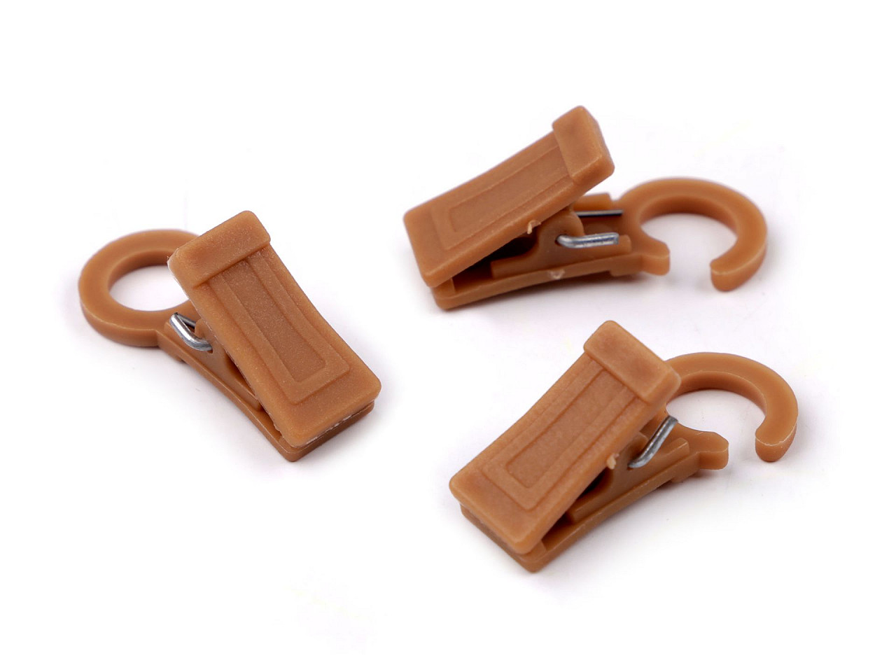 Kunststoff-clips mit haken für gardinen - Dunkelbeige (10 Stücke)