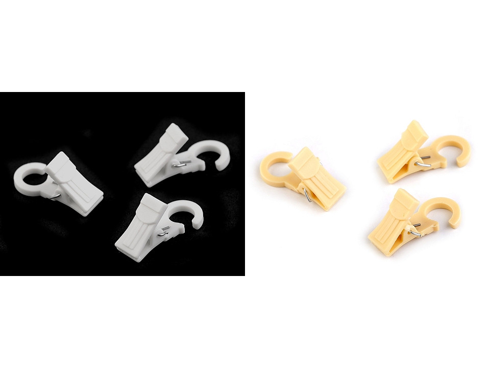 Kunststoff-clips mit haken für gardinen - Dunkelbeige (10 Stücke)