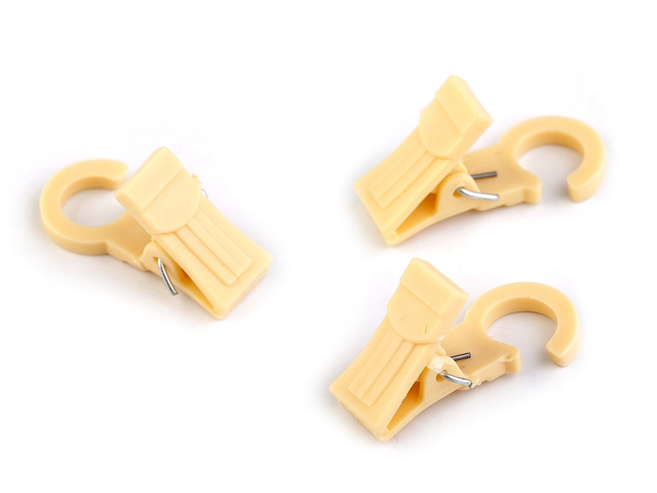 Kunststoff-clips mit haken für gardinen - Dunkelbeige (10 Stücke)