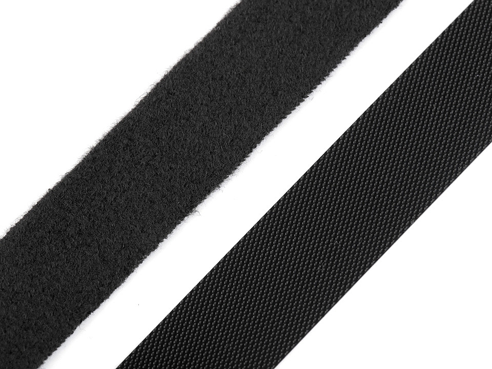 Klettband extrudierte haken und filzband breite 20 mm - Schwarz (5 Meter)