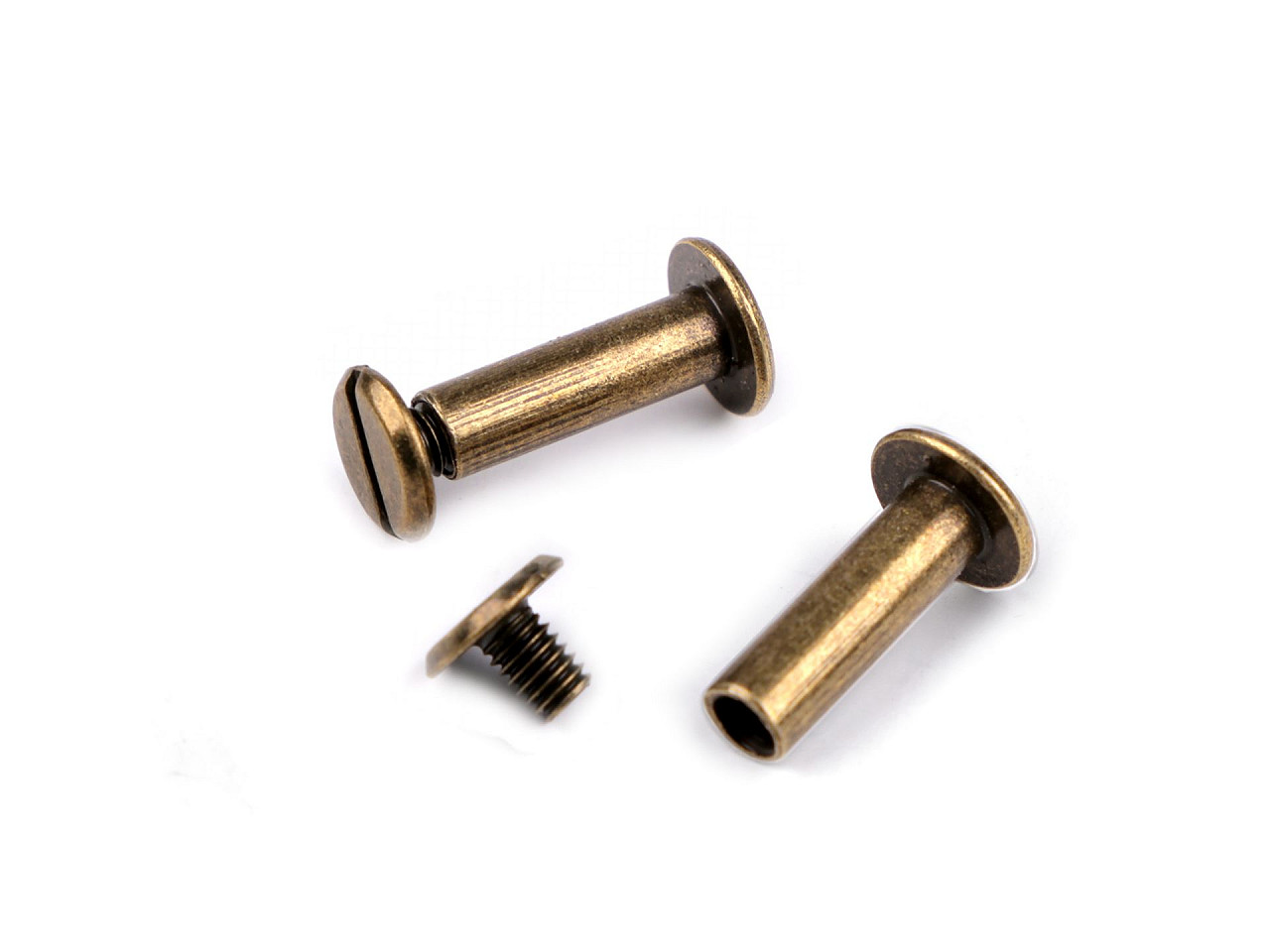 Buchschrauben 12; 16; 20 und 25 mm - Altmessing (50 Paare)