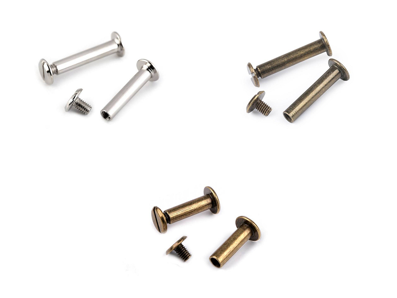 Buchschrauben 12; 16; 20 und 25 mm - Altmessing (50 Paare)