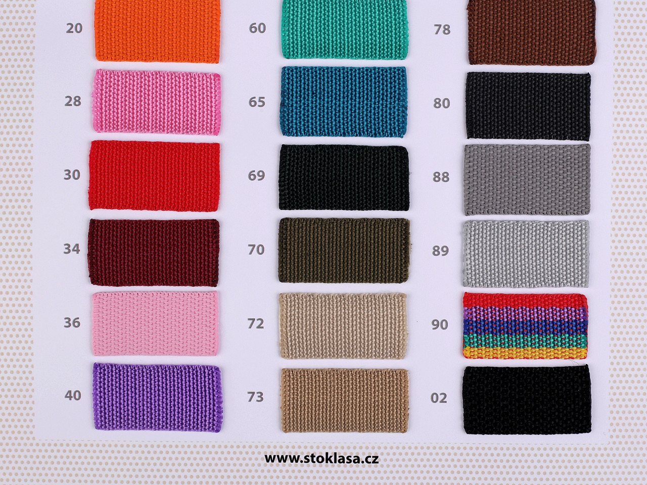 Farbkarte gurtband polypropylen - Siehe abbildung (1 Stück)