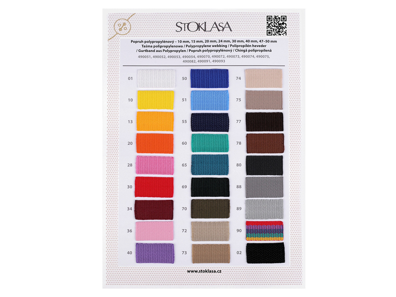 Farbkarte gurtband polypropylen - Siehe abbildung (1 Stück)