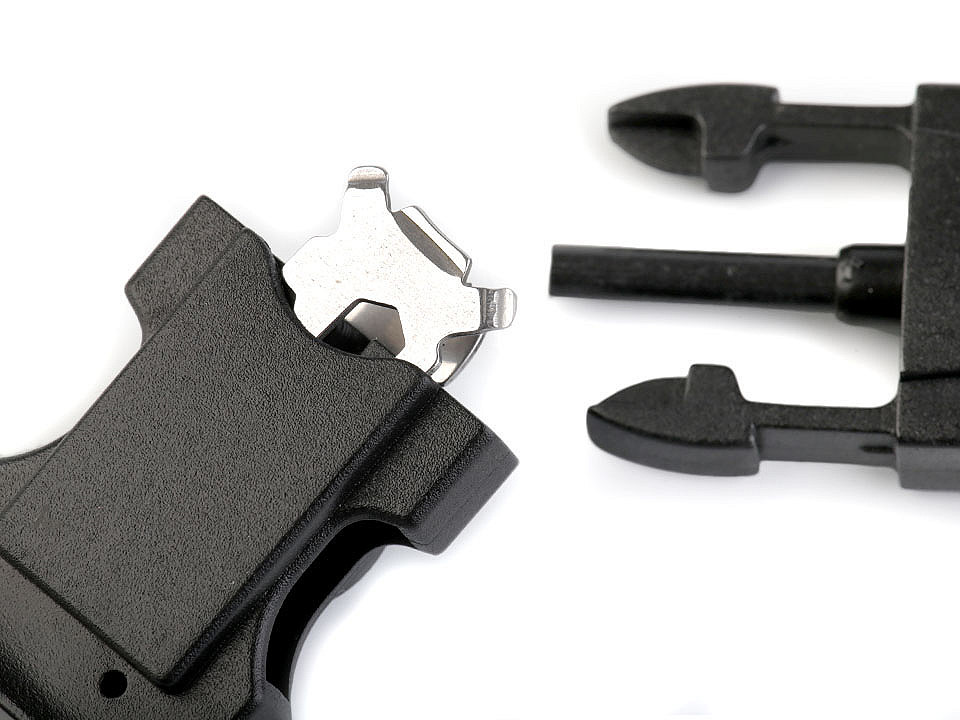 Schnalle mit kompass und pfeife breite 20 mm - Schwarz (10 Stücke)