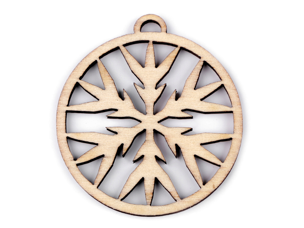 Weihnachtskugel aus holz– schneeflocke, bäumchen, ø 45 mm - Natürlich (3 Stücke)