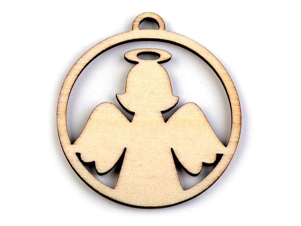 Weihnachtskugel aus holz– schneeflocke, bäumchen, ø 45 mm - Natürlich (3 Stücke)