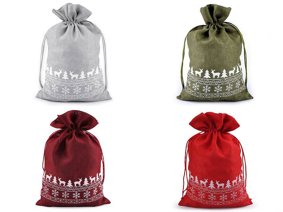 Weihnachtsgeschenkbeutel, 20 x 30 cm, jute-imitat - Grau (1 Stück)