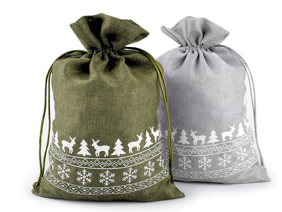 Weihnachtsgeschenkbeutel, 20 x 30 cm, jute-imitat - Grau (1 Stück)