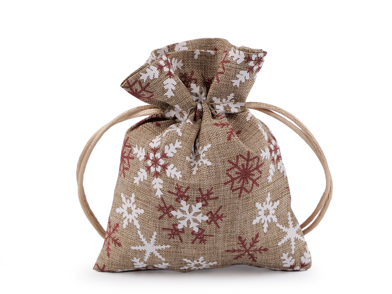 Weihnachtsgeschenkbeutel schneeflocken, 10 x 13 cm, jute-imitat - Grau (10 Stücke)