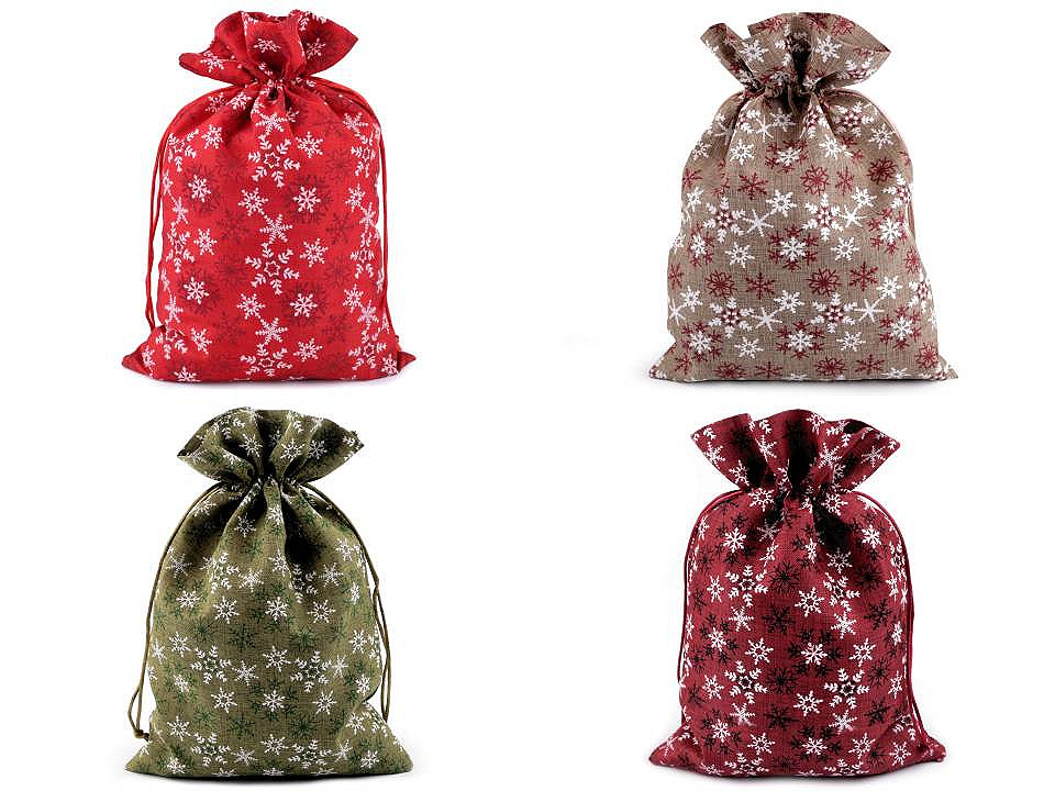 Weihnachtsgeschenkbeutel schneeflocken, 20 x 30 cm - Rot (10 Stücke)