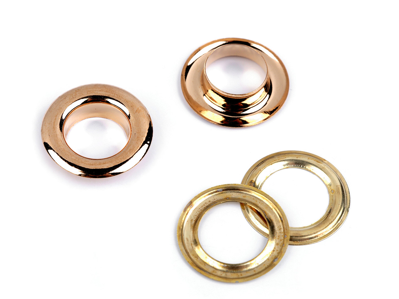 Ösen mit scheibe innen-ø 12 mm/außen-ø 21 mm glänzend - Gold klassisch (50 Paare)