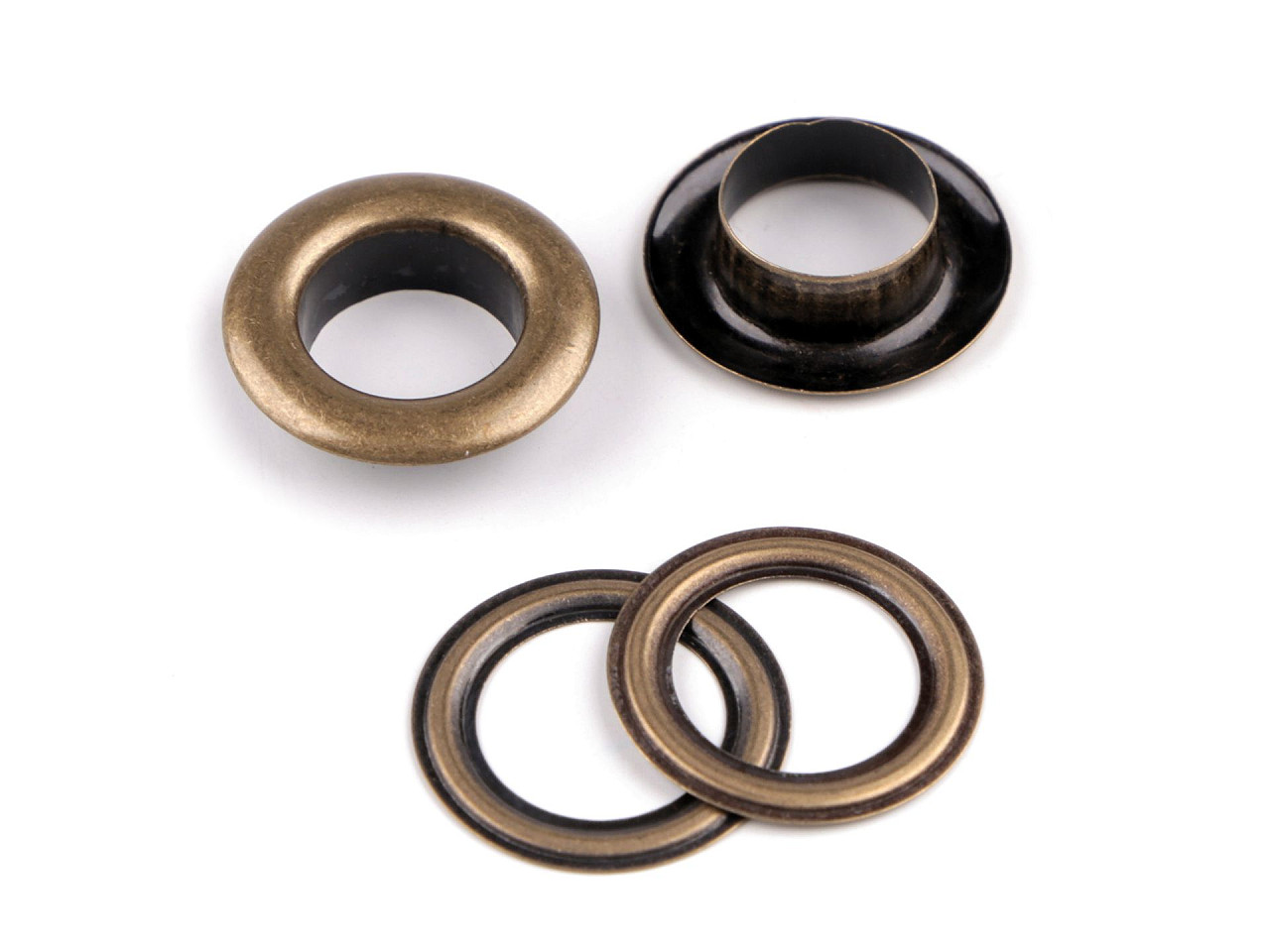 Ösen mit scheibe innen-ø 12 mm/außen-ø 21 mm glänzend - Gold klassisch (50 Paare)