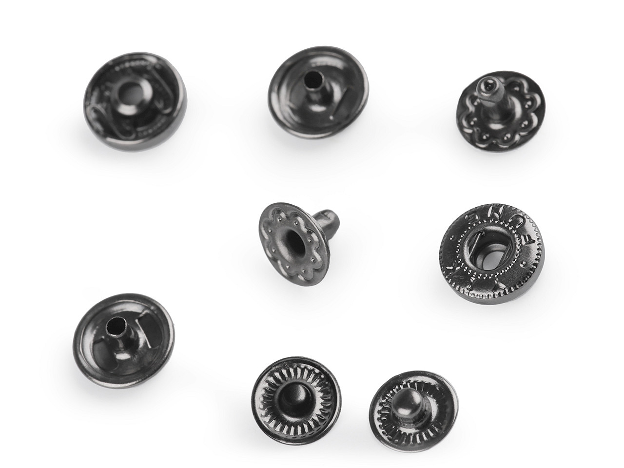 Metalldruckknöpfe für mitteldicke stoffe, ø 10 mm - Altmessing (50 Sets)