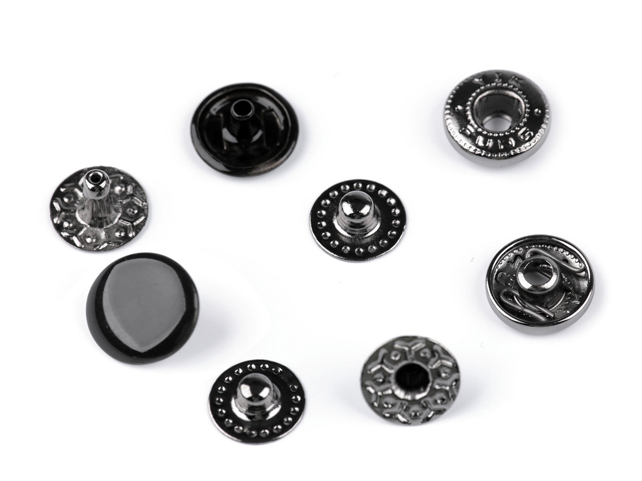 Metalldruckknöpfe für mitteldicke stoffe, ø 10 mm - Altmessing (50 Sets)