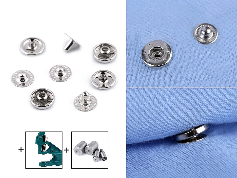 Metalldruckknöpfe für mitteldicke stoffe, ø 10 mm - Altmessing (50 Sets)