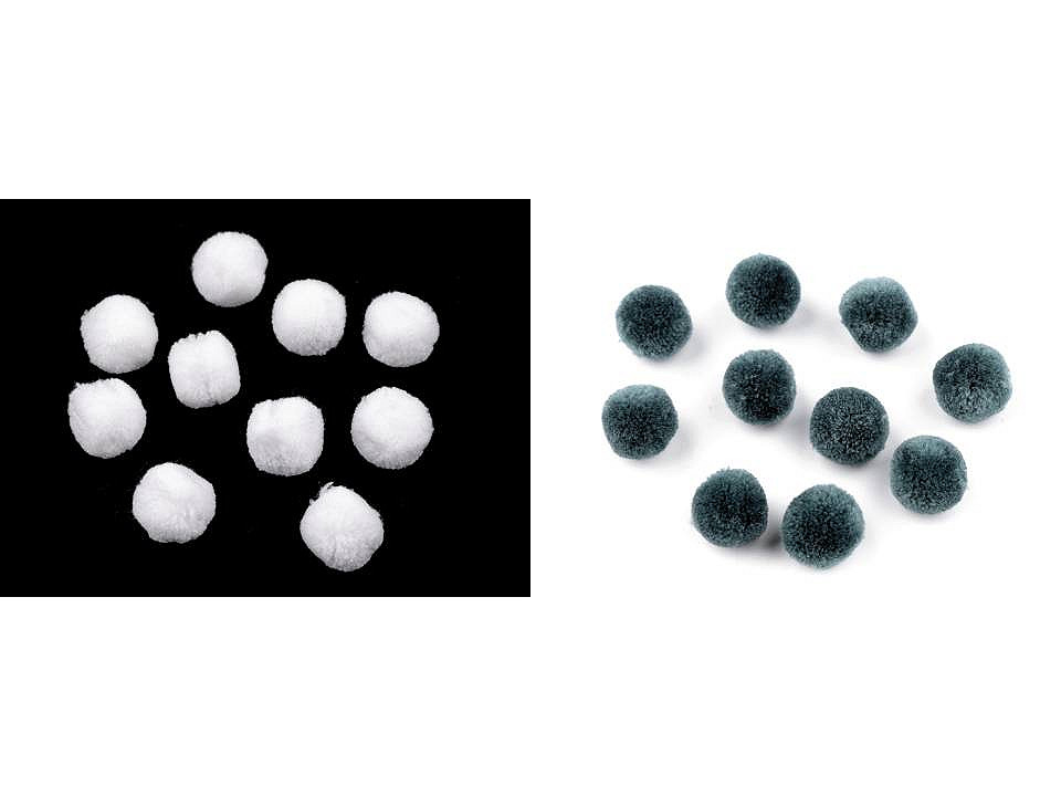 Bommel / pompon deluxe ø20 mm - Weiß (12 Stücke)