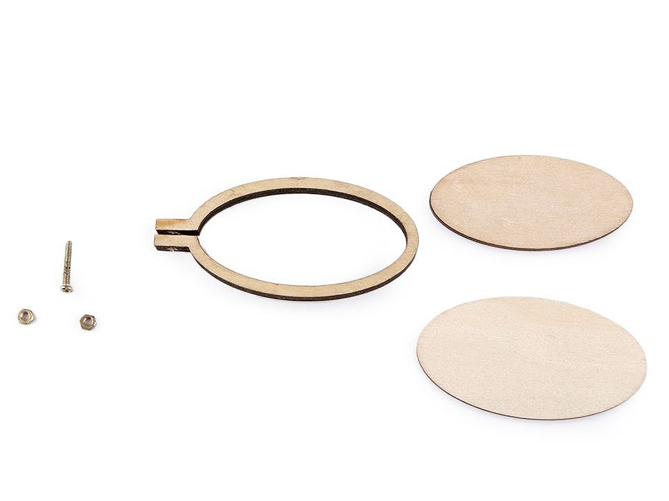 Holzrahmen / anhänger ring, oval - Natürlich (1 Stück)