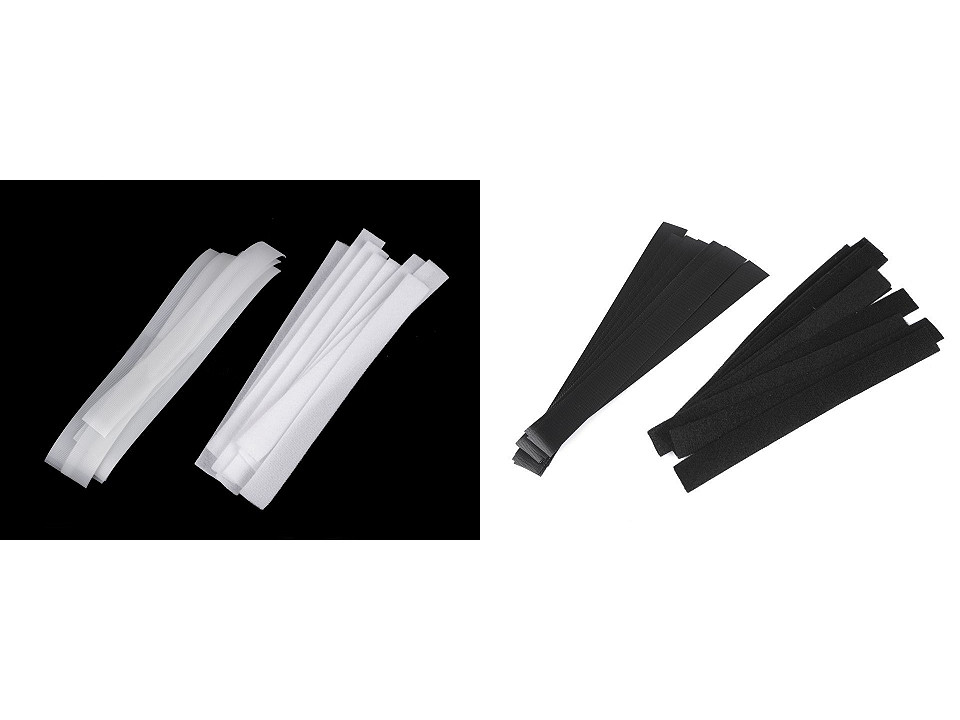 Flacher klettverschluss geschnitten breite 20 mm, fein - Weiß (10 Paare)