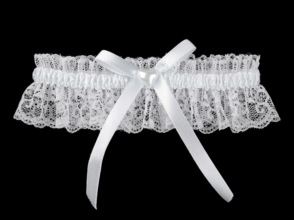 Hochzeitsstrumpfband aus spitze mit herz - Weiß (1 Stück)
