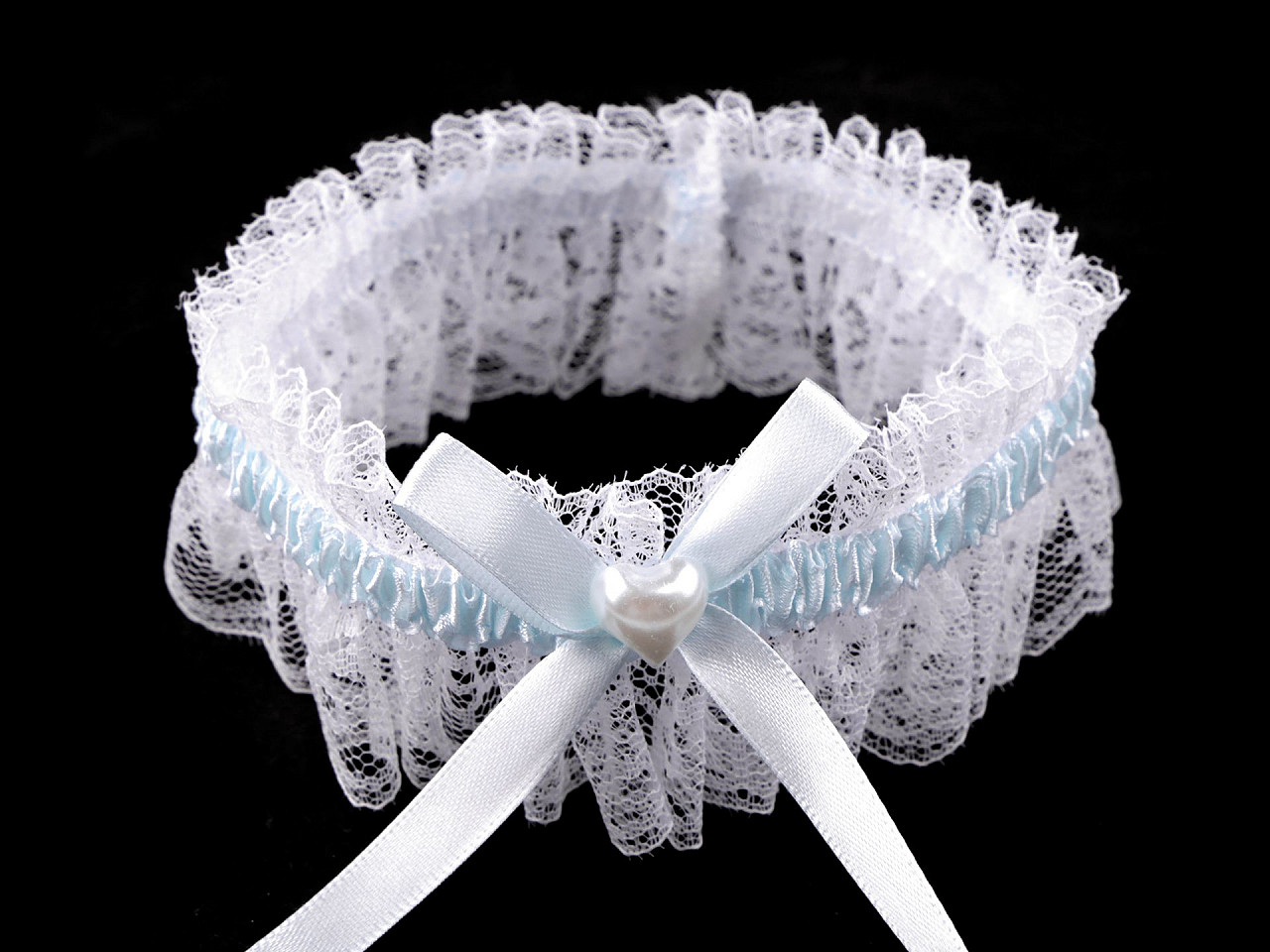 Hochzeitsstrumpfband aus spitze mit herz - Weiß (1 Stück)