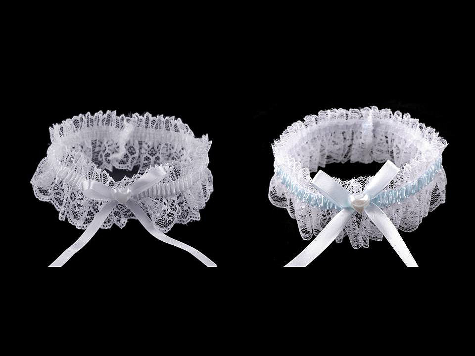 Hochzeitsstrumpfband aus spitze mit herz - Weiß (1 Stück)