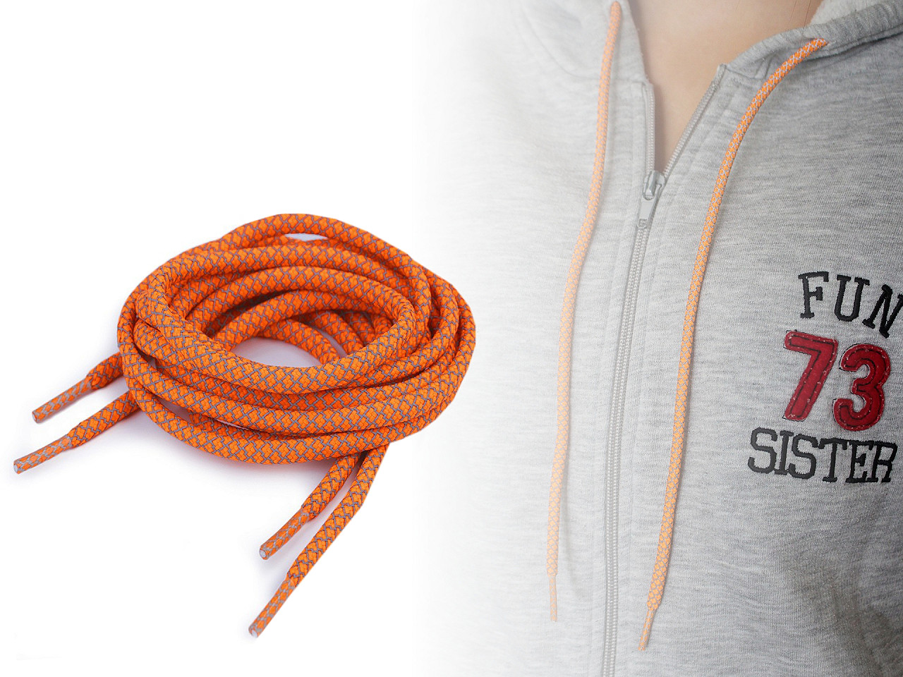 Reflektierende schnürsenkel für turnschuhe, sweatshirt länge 130 cm - Orange (2 Stücke)