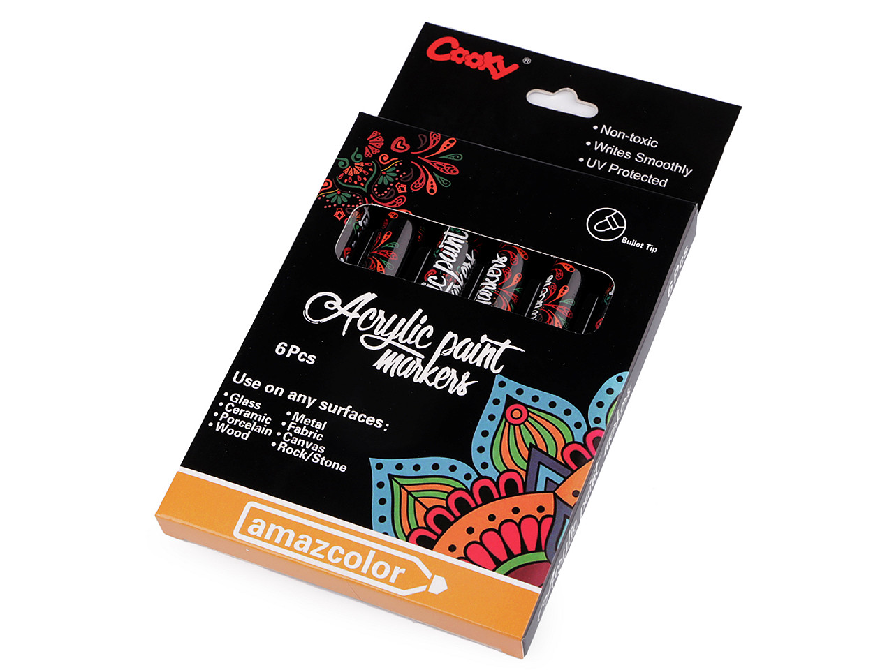 Acrylmarker/filzstift set 6 stk, 1 – 2 mm - Mix (1 Dosis)