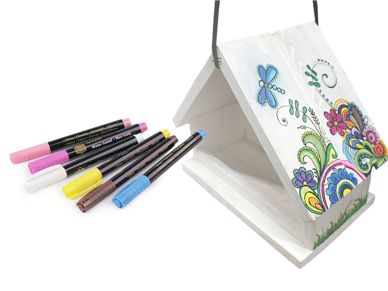 Acrylmarker/filzstift set 6 stk, 1 – 2 mm - Mix (1 Dosis)