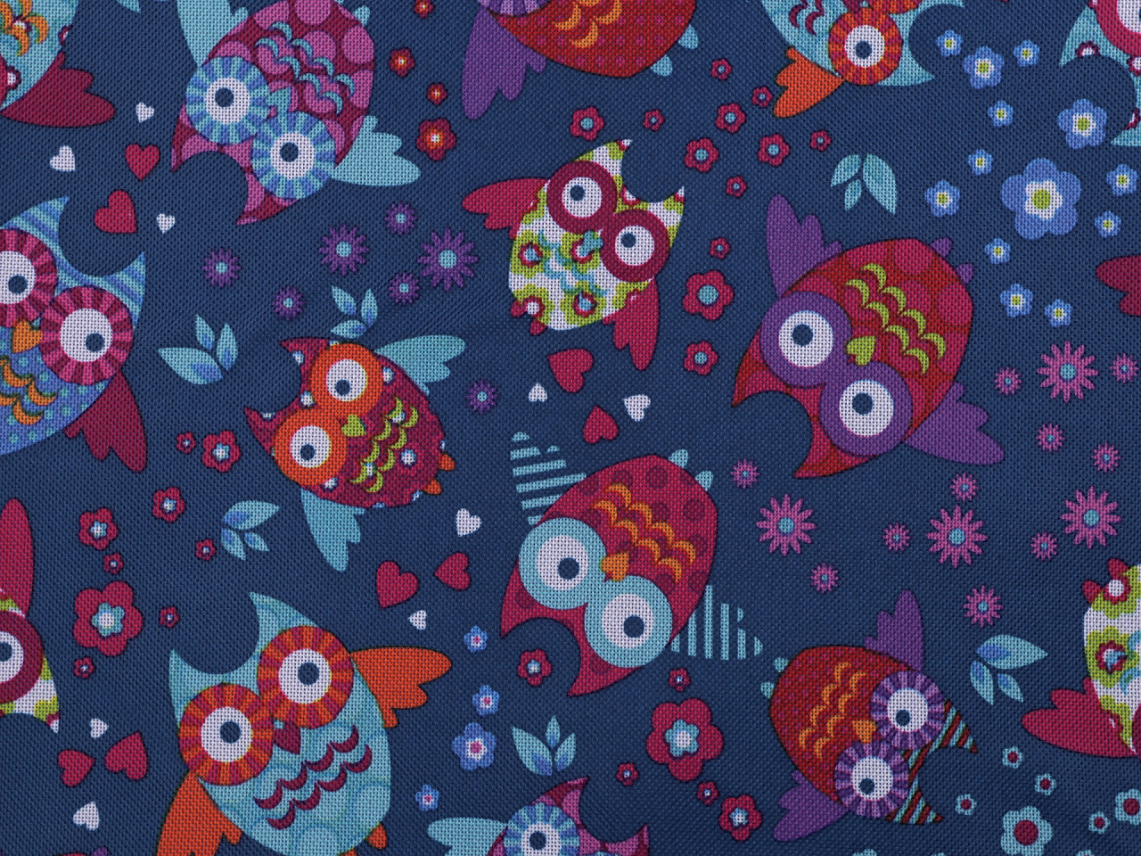 Kinderwagen-stoff 600d eulen mit pvc-behandlung - Dunkelblau (1 Meter)