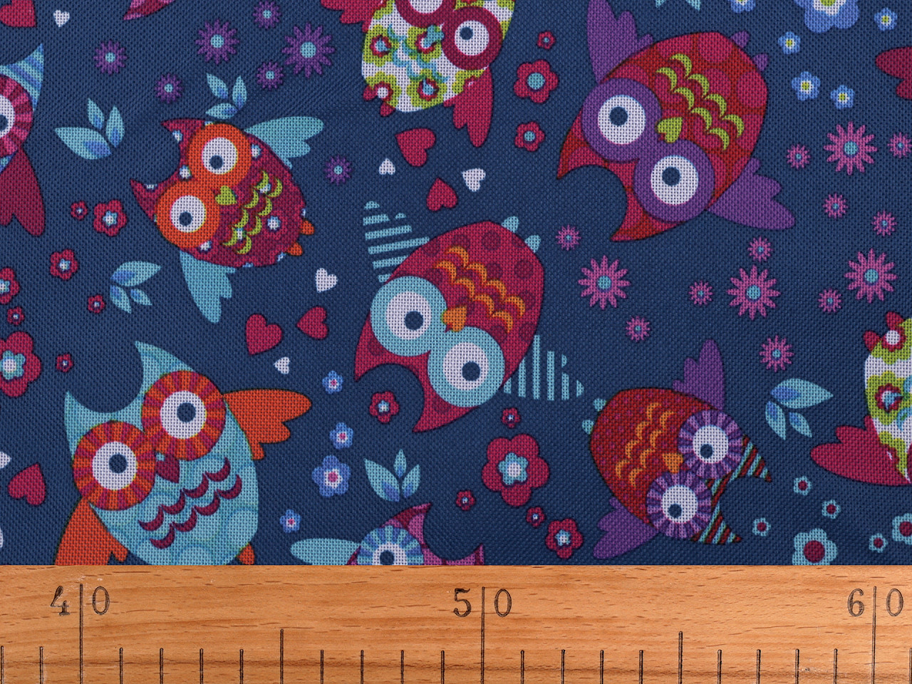 Kinderwagen-stoff 600d eulen mit pvc-behandlung - Dunkelblau (1 Meter)