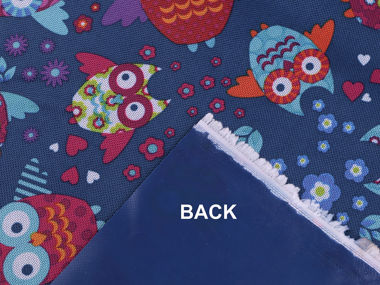 Kinderwagen-stoff 600d eulen mit pvc-behandlung - Dunkelblau (1 Meter)