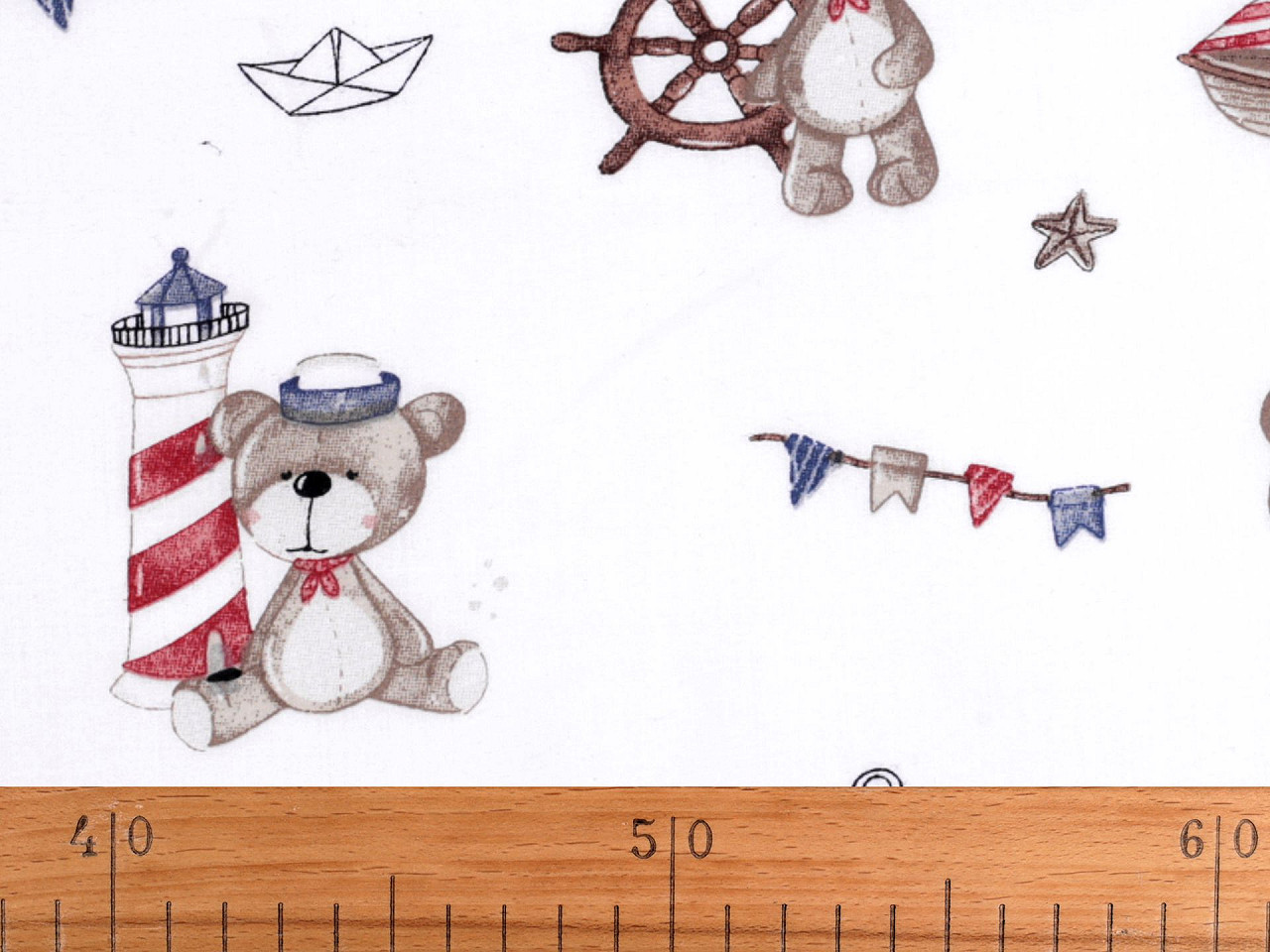 Baumwollstoff/leinen bär seemann - Weiß (1 Meter)