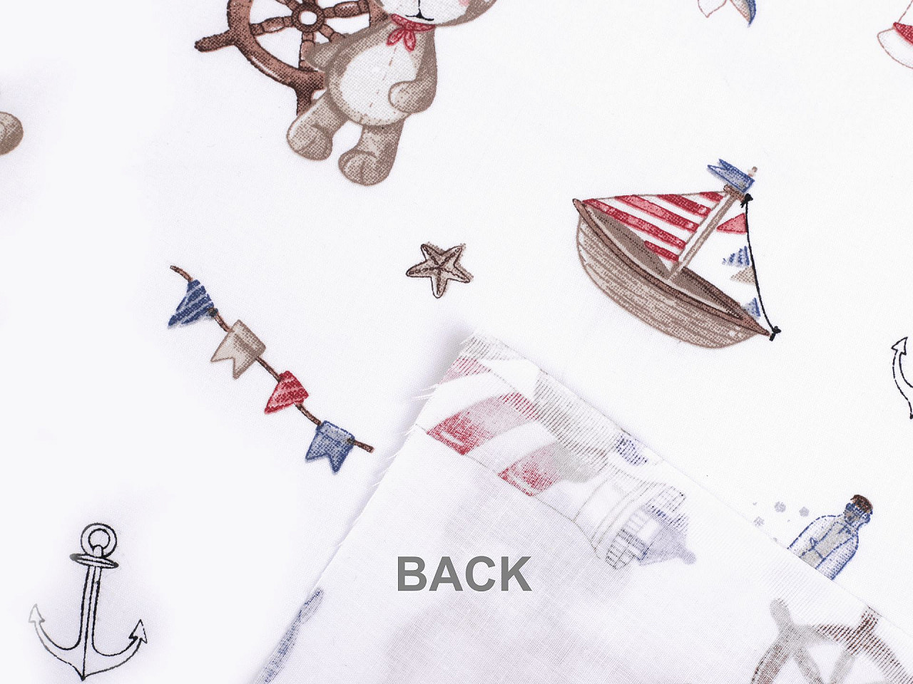 Baumwollstoff/leinen bär seemann - Weiß (1 Meter)