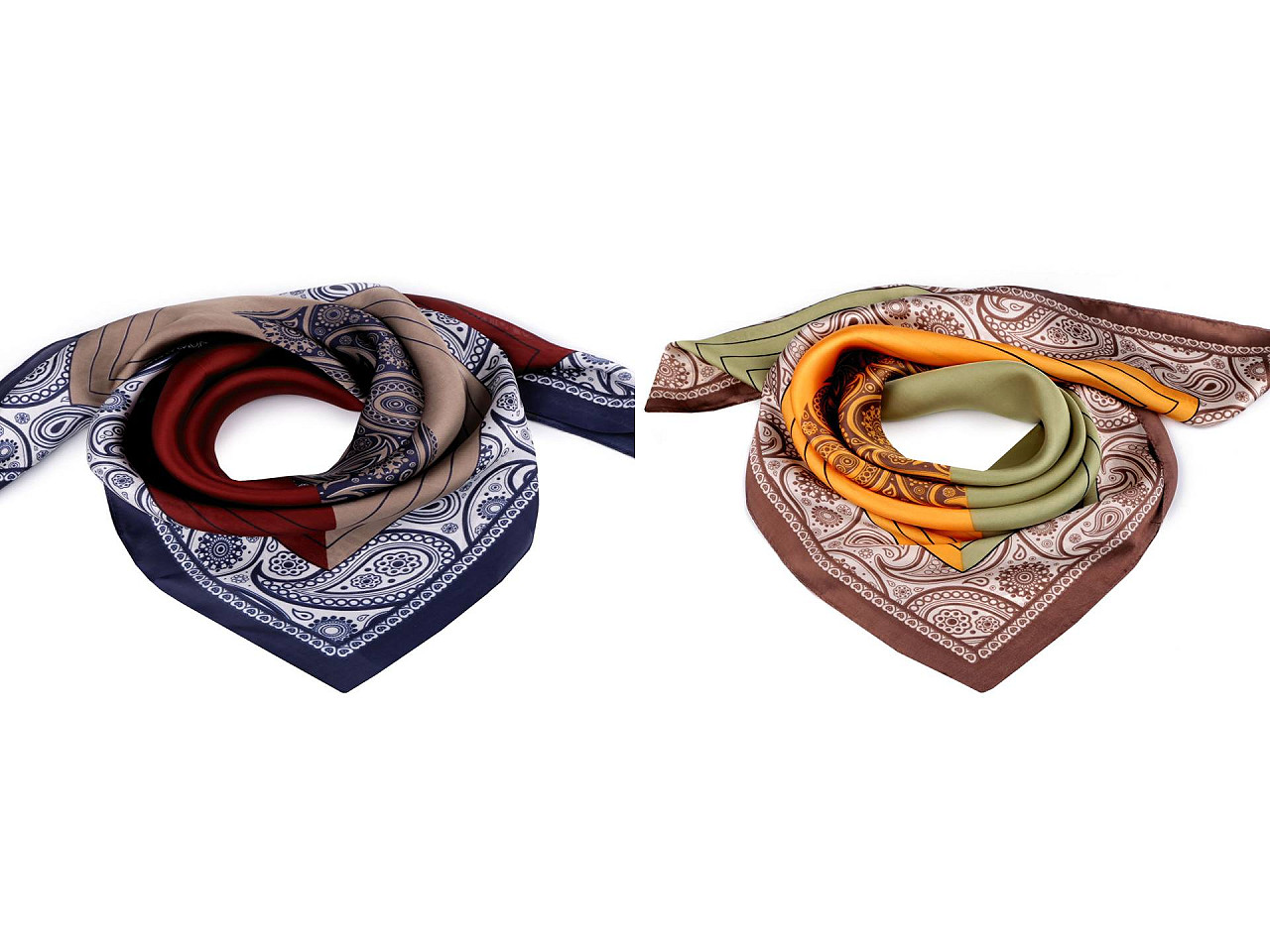 Satintuch paisley 70 x 70 cm - Cognac-braun (1 Stück)