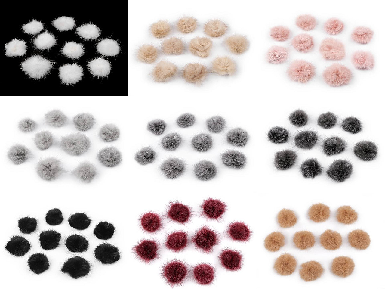 Applikation fellbommel ø 3 cm - Grau hematit (10 Stücke)