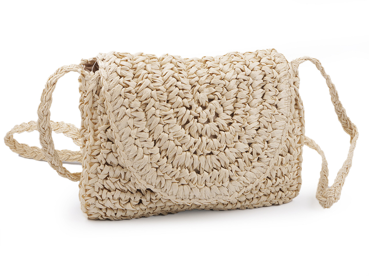 Gehäkelte tasche/umhängetasche aus bast 16 x 21 cm - Natürlich hell (1 Stück)