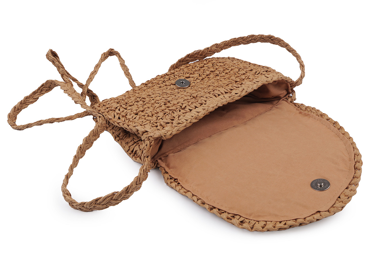 Gehäkelte tasche/umhängetasche aus bast 16 x 21 cm - Natürlich hell (1 Stück)