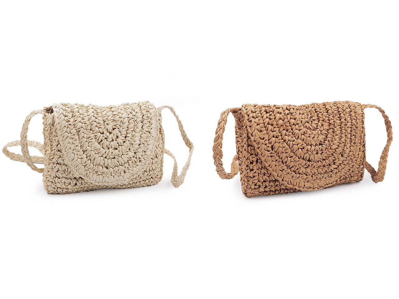 Gehäkelte tasche/umhängetasche aus bast 16 x 21 cm - Natürlich hell (1 Stück)