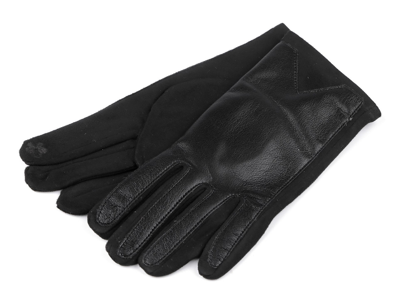 Handschuhe für damen mit öko-leder verziert, taktil - Schwarz (1 Paar)