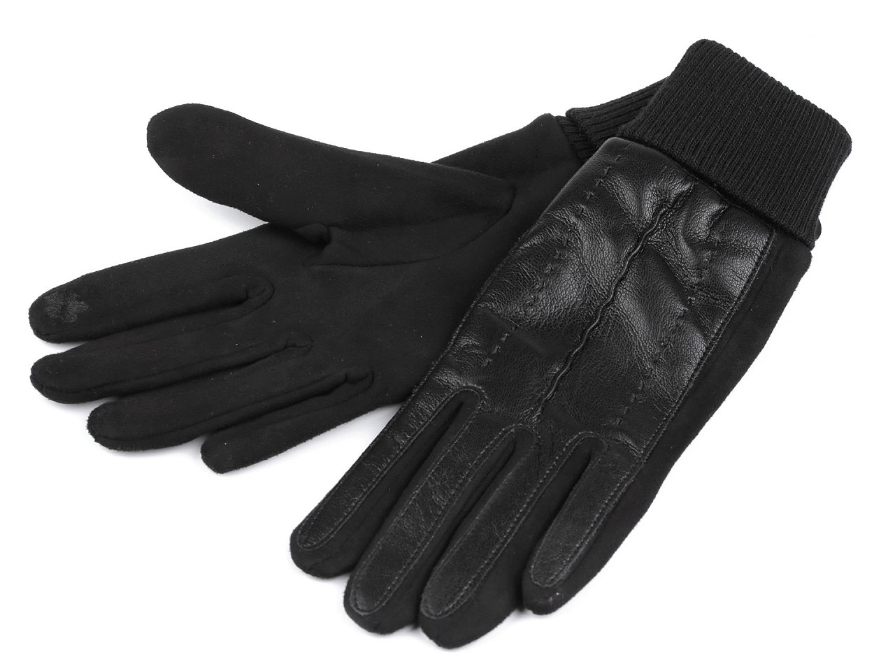 Handschuhe für damen mit öko-leder verziert, taktil - Schwarz (1 Paar)