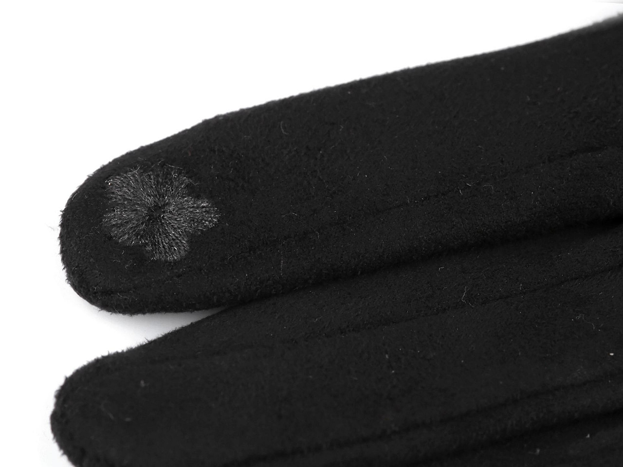 Handschuhe für damen mit öko-leder verziert, taktil - Schwarz (1 Paar)