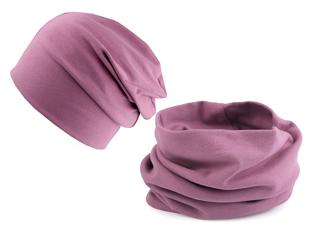 Baumwoll-mütze/loop schal, unisex - Altrosa (1 Stück)