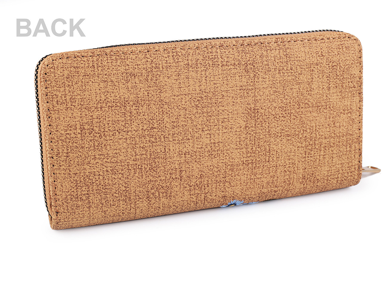 Geldbörse für damen mit gestickten blumen, 9,5 x 19 cm - Kamel beige (1 Stück)