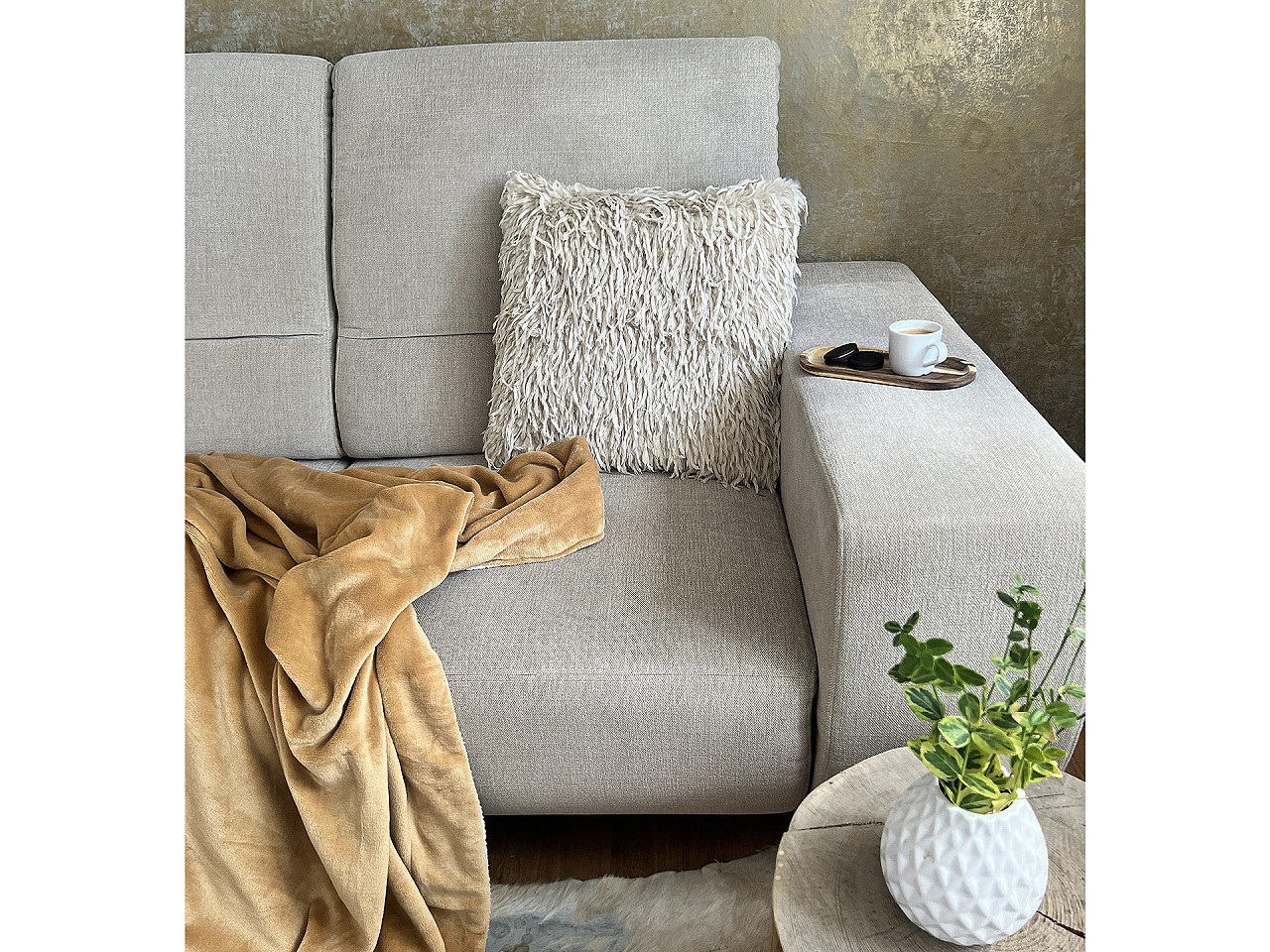 Kissenbezug mit federchen, 45 x 45 cm - Hell-grau (1 Stück)