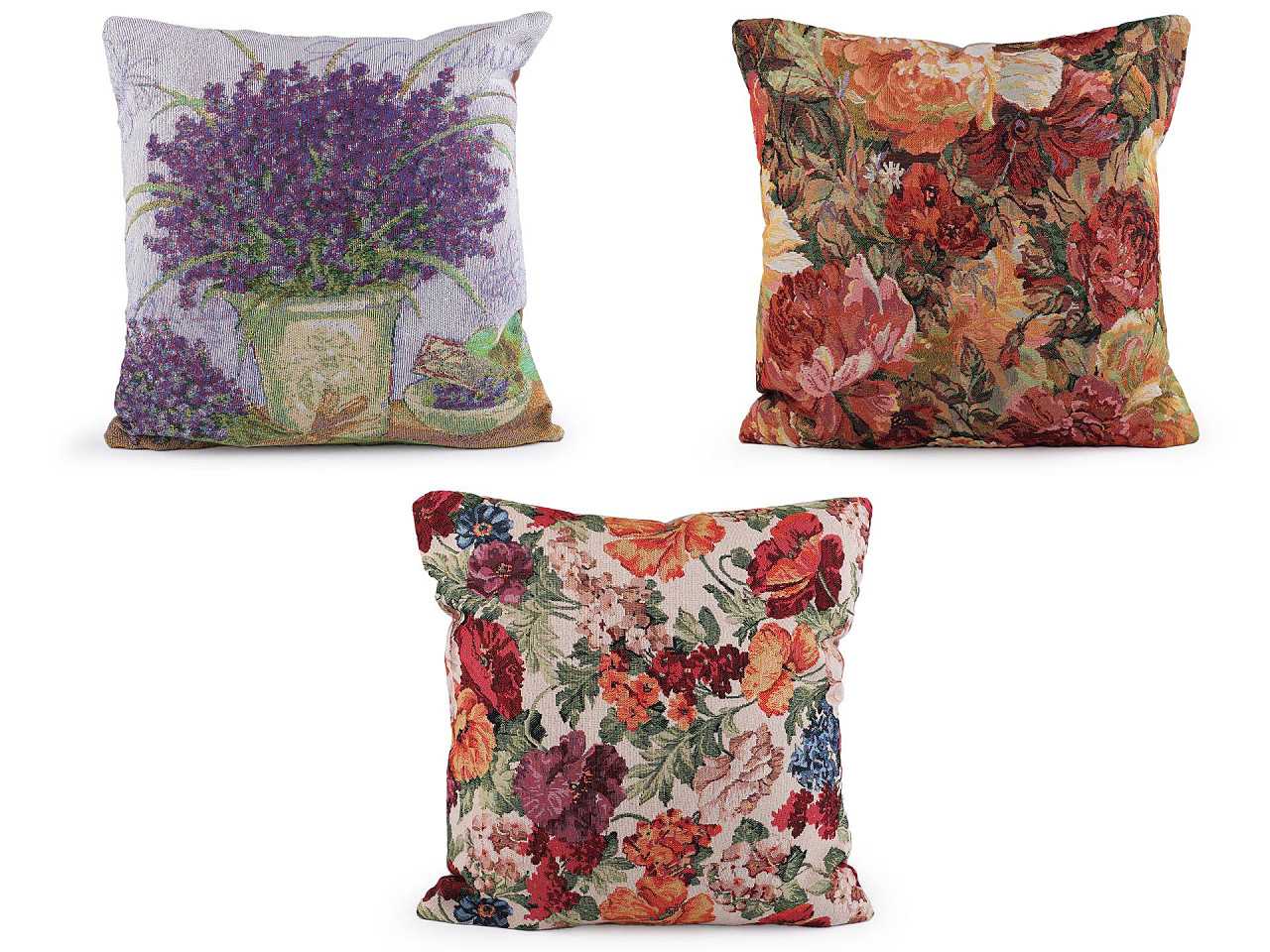 Gobelin-kissenbezug blumen, 45 x 45 cm - Lachsfarben hell (1 Stück)