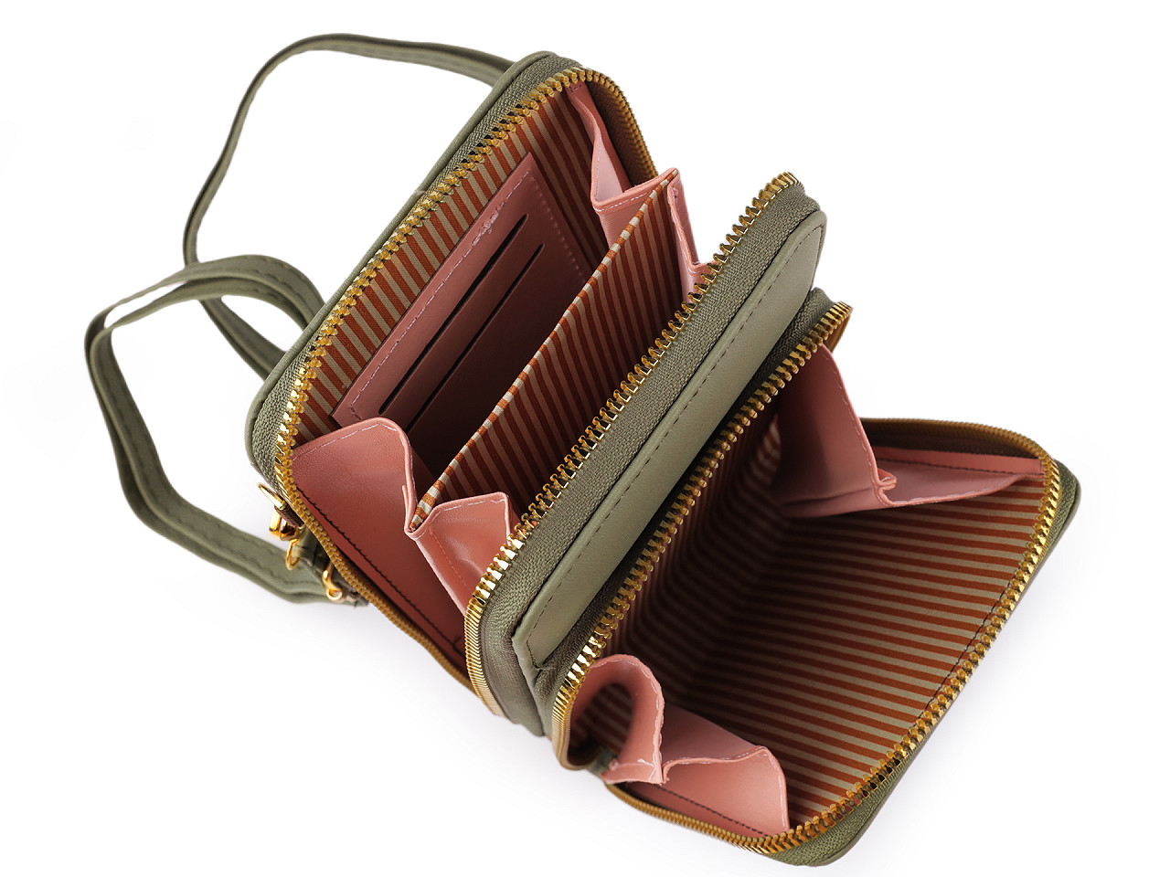 Crossbody-geldbörse mit handytasche, 11,5 x 18 cm - Kamel beige (1 Stück)